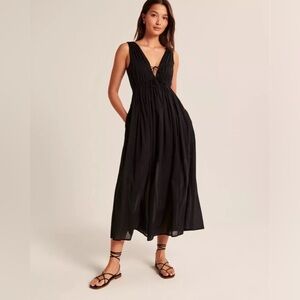 NWOT Abercrombie & Fitch Tank Tie Front Maxi Dress - Black XS